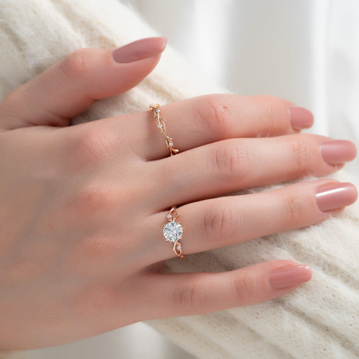 The Coco Round Lab Diamond Moissanite Engagement Ring *Shown with 1 ct #material_rose