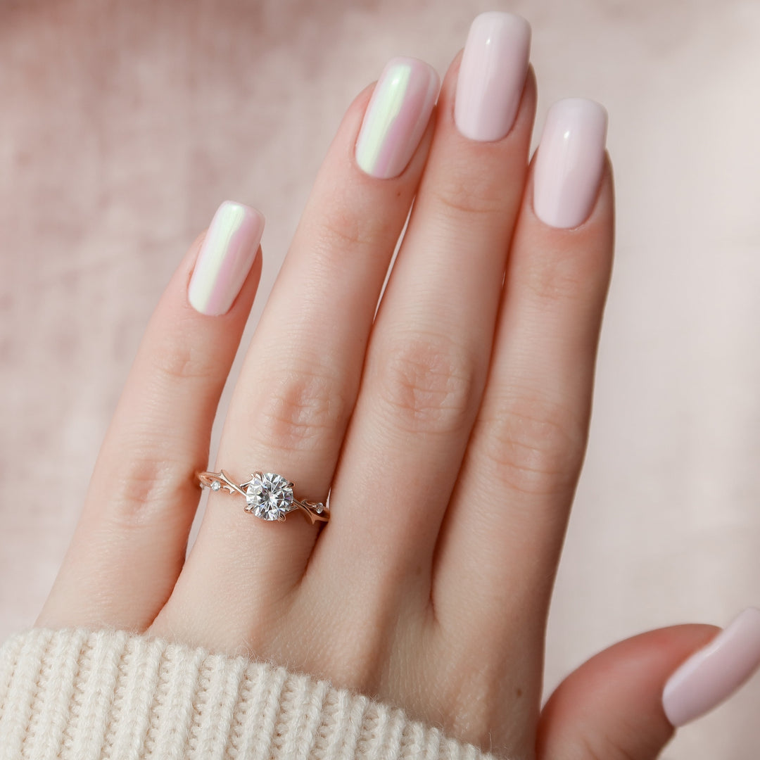 The Coco Round Lab Diamond Moissanite Engagement Ring