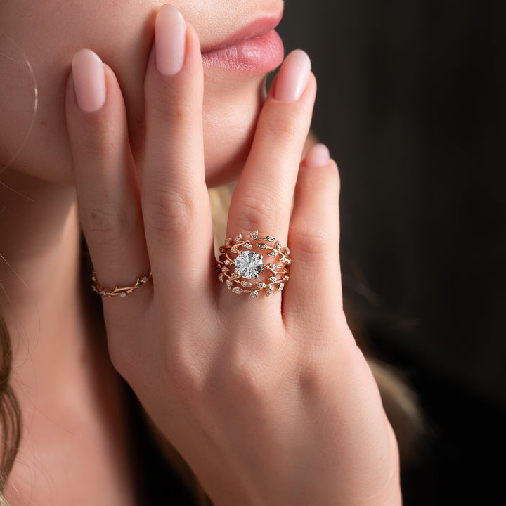 The Coco Round Lab Diamond Moissanite Engagement Ring *Shown with 1.5 ct #material_rose