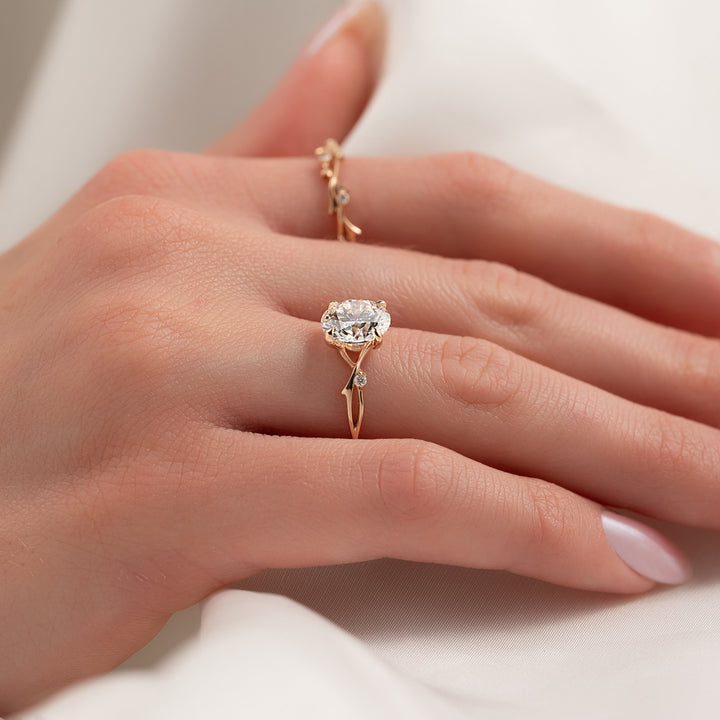 The Coco Round Lab Diamond Moissanite Engagement Ring *Shown with 2.5 ct #material_rose