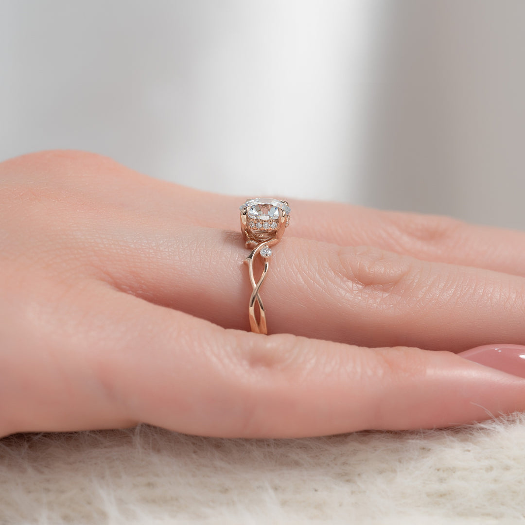 The Coco Round Lab Diamond Moissanite Engagement Ring