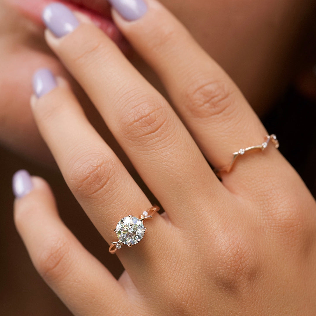 The Coco Round Lab Diamond Moissanite Engagement Ring