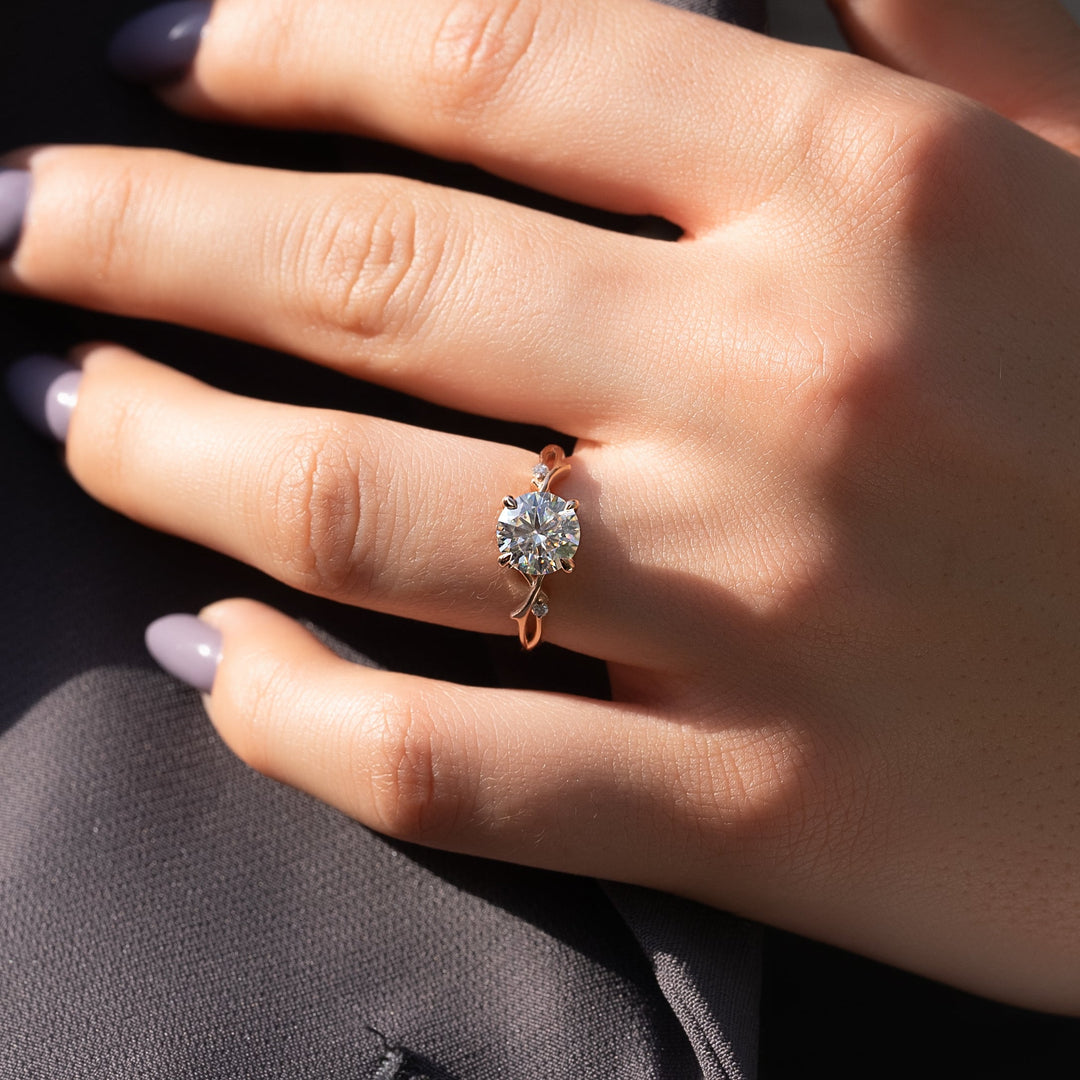 The Coco Round Lab Diamond Moissanite Engagement Ring