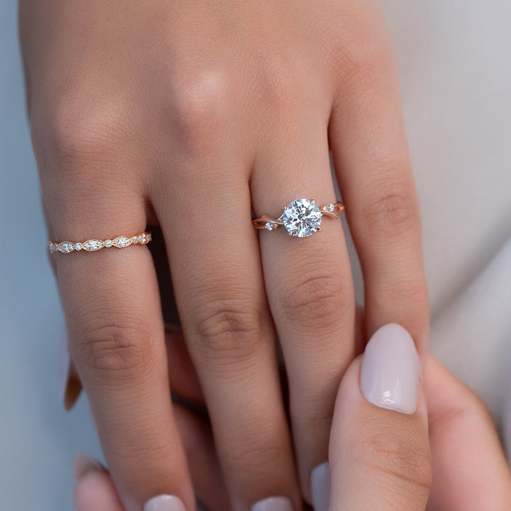 The Coco Round Lab Diamond Moissanite Engagement Ring *Shown with 1.5 ct #material_rose