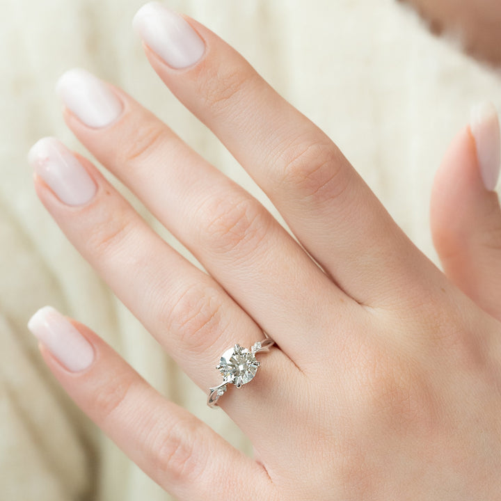 The Coco Round Lab Diamond Moissanite Engagement Ring *Shown with 2 ct #material_white
