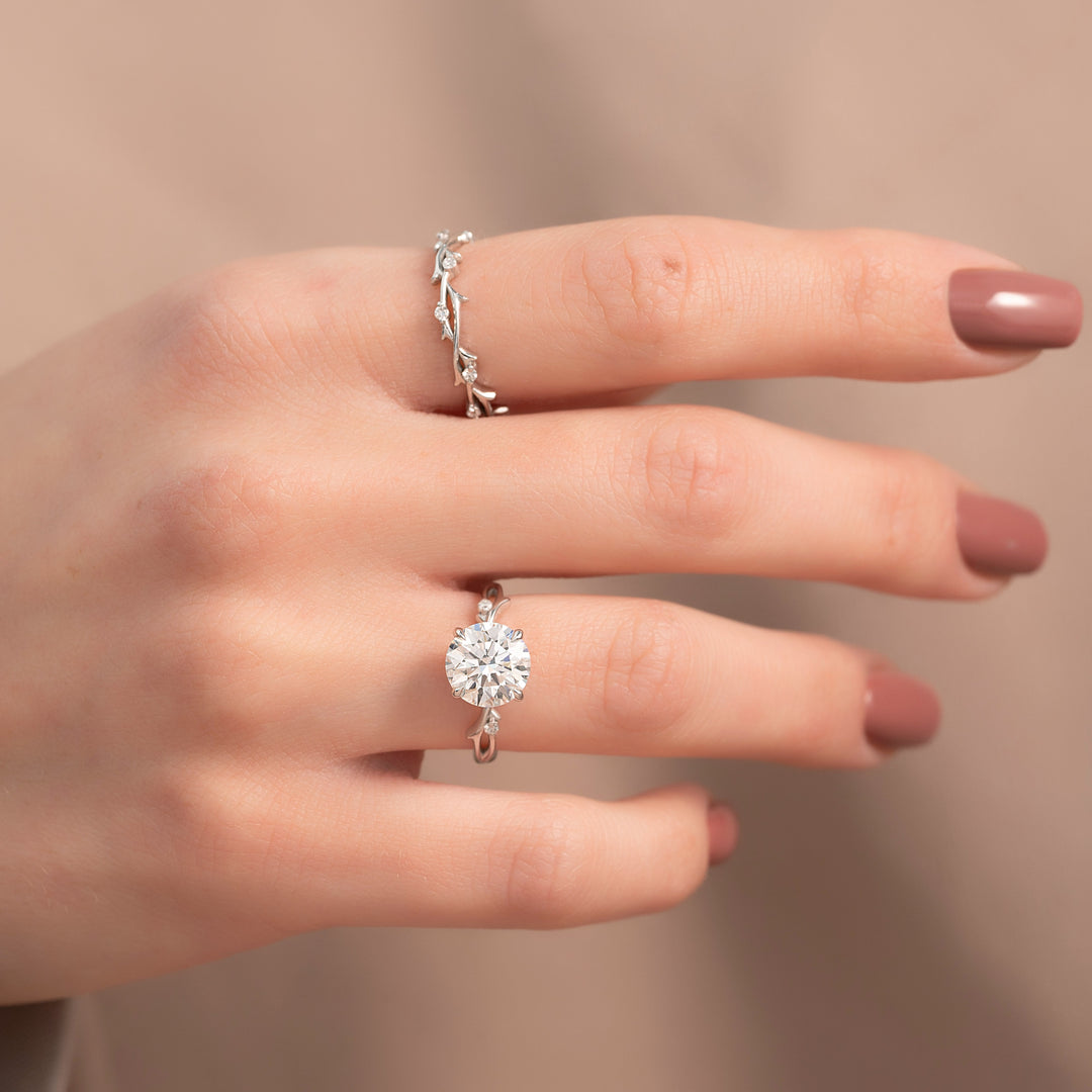 The Coco Round Lab Diamond Moissanite Engagement Ring