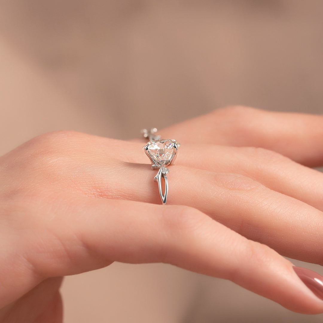 The Coco Round Lab Diamond Moissanite Engagement Ring