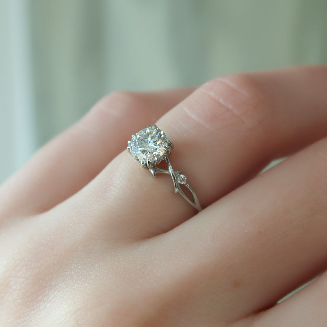 The Coco Round Lab Diamond Moissanite Engagement Ring