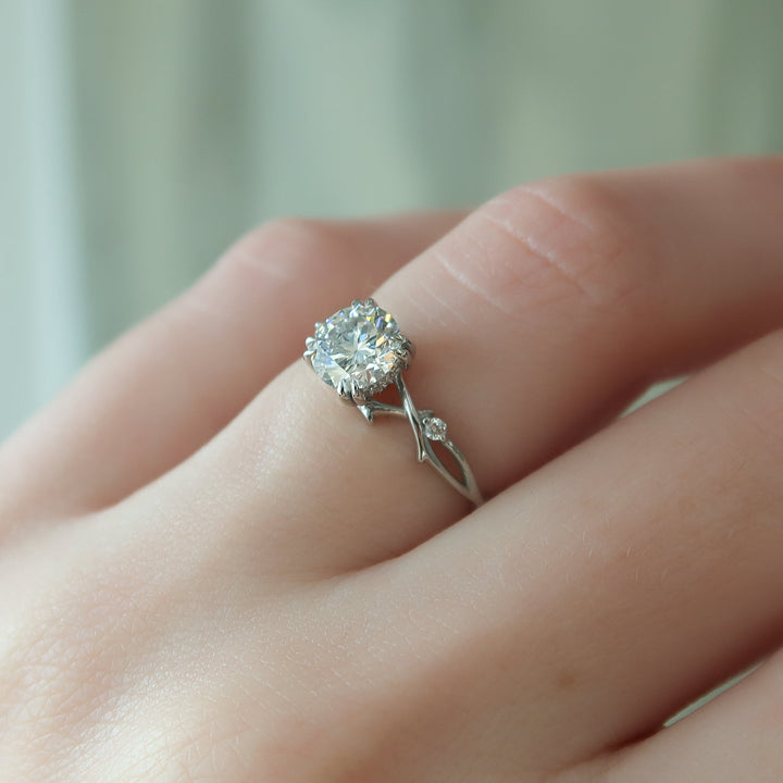 The Coco Round Lab Diamond Moissanite Engagement Ring *Shown with 1 ct #material_white