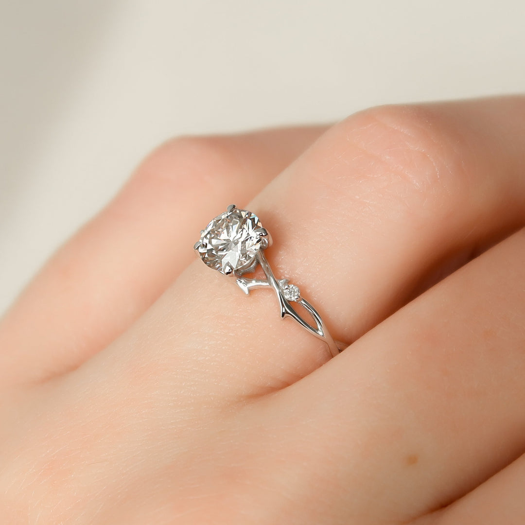 The Coco Round Lab Diamond Moissanite Engagement Ring