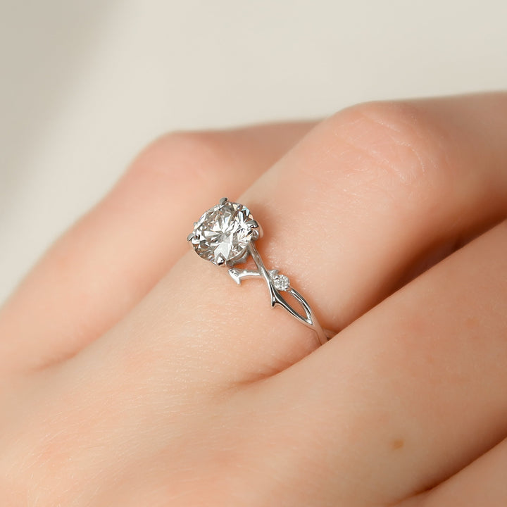 The Coco Round Lab Diamond Moissanite Engagement Ring *Shown with 1 ct #material_white