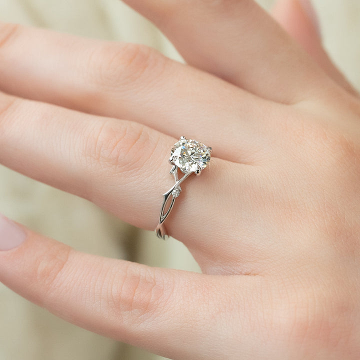 The Coco Round Lab Diamond Moissanite Engagement Ring *Shown with 2 ct #material_white