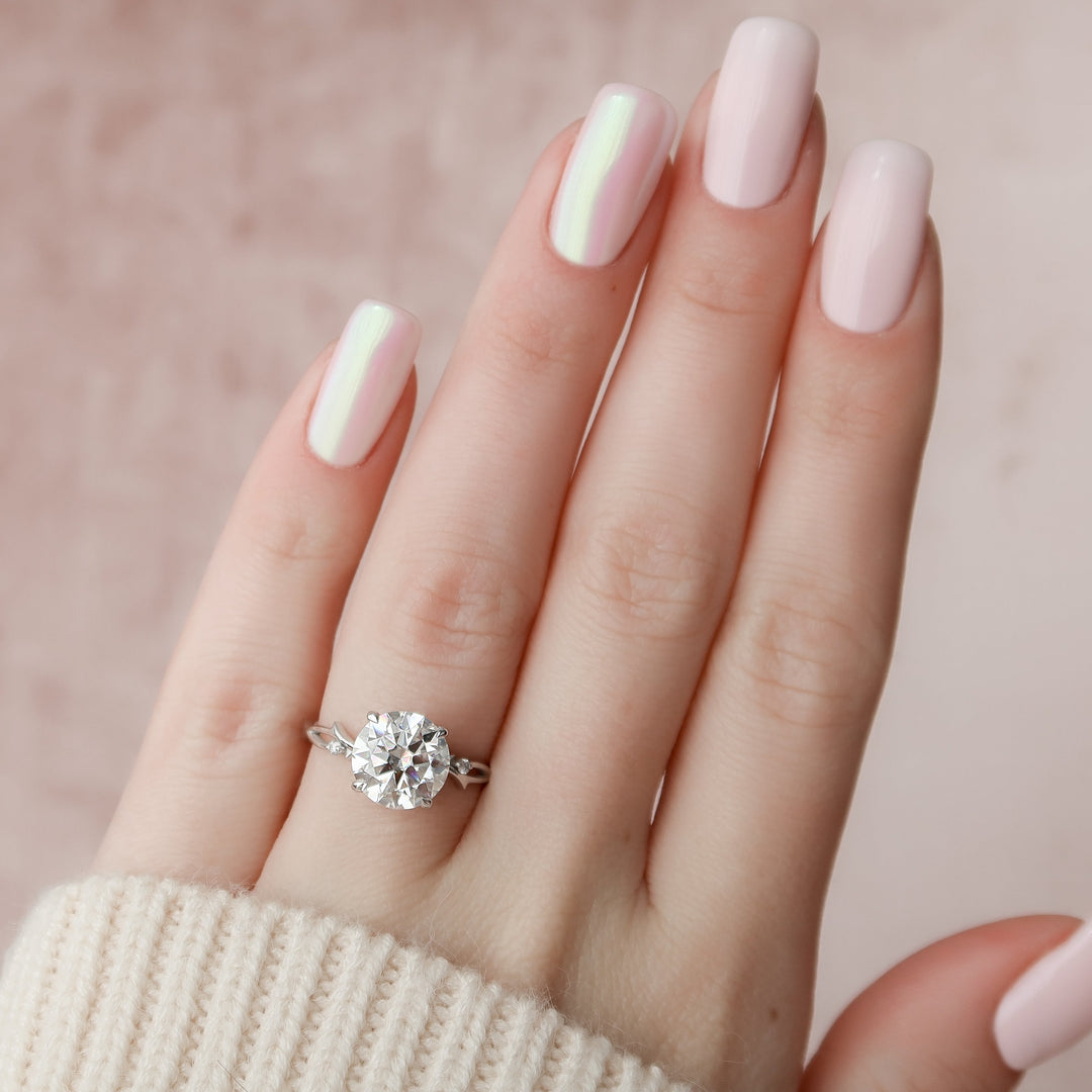The Coco Round Lab Diamond Moissanite Engagement Ring