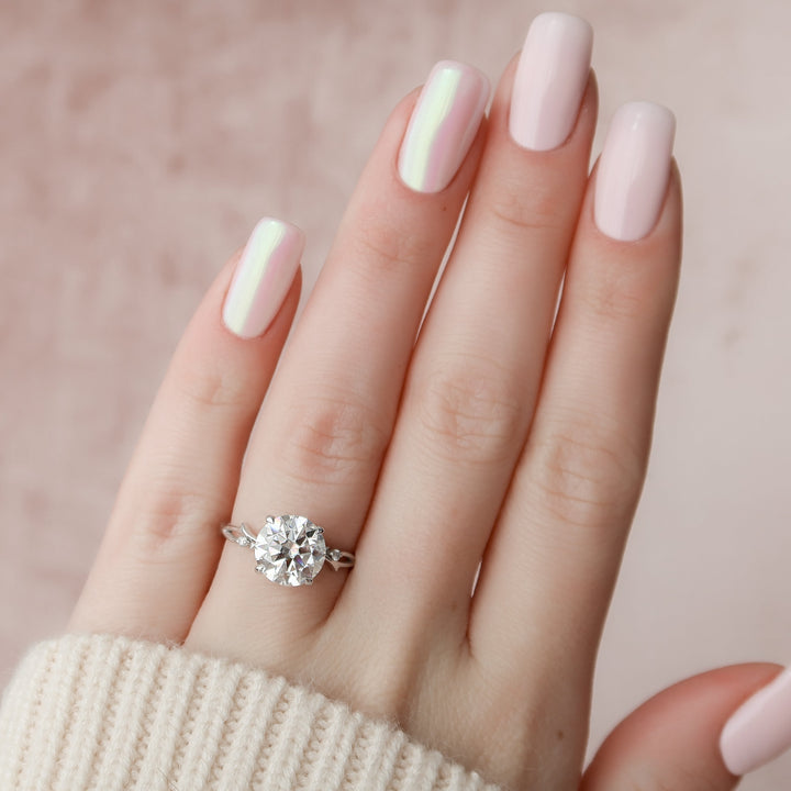 The Coco Round Lab Diamond Moissanite Engagement Ring *Shown with 3 ct #material_white