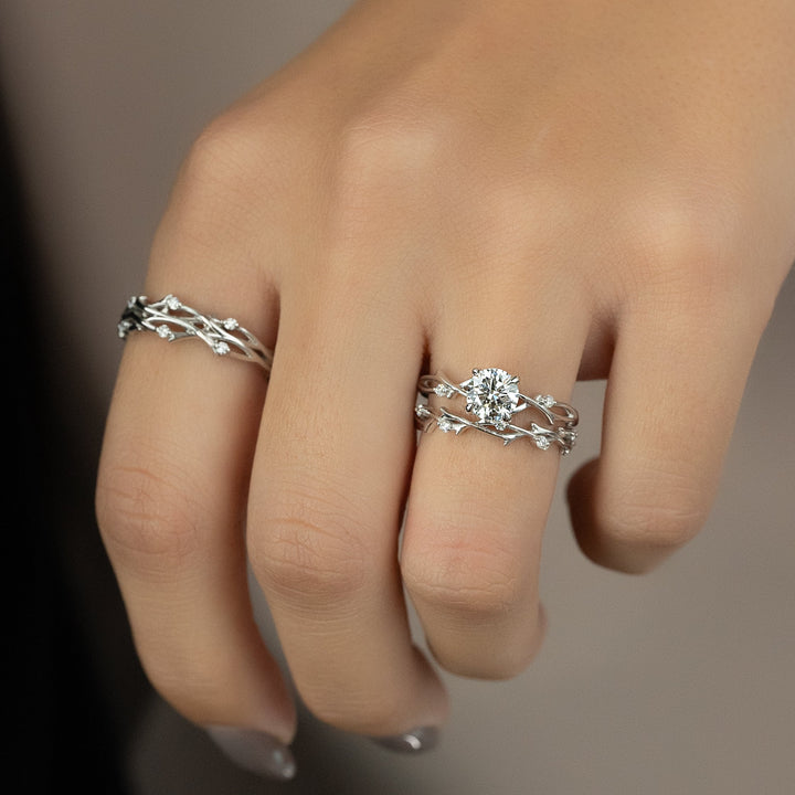 The Coco Round Lab Diamond Moissanite Engagement Ring *Shown with 1 ct #material_white