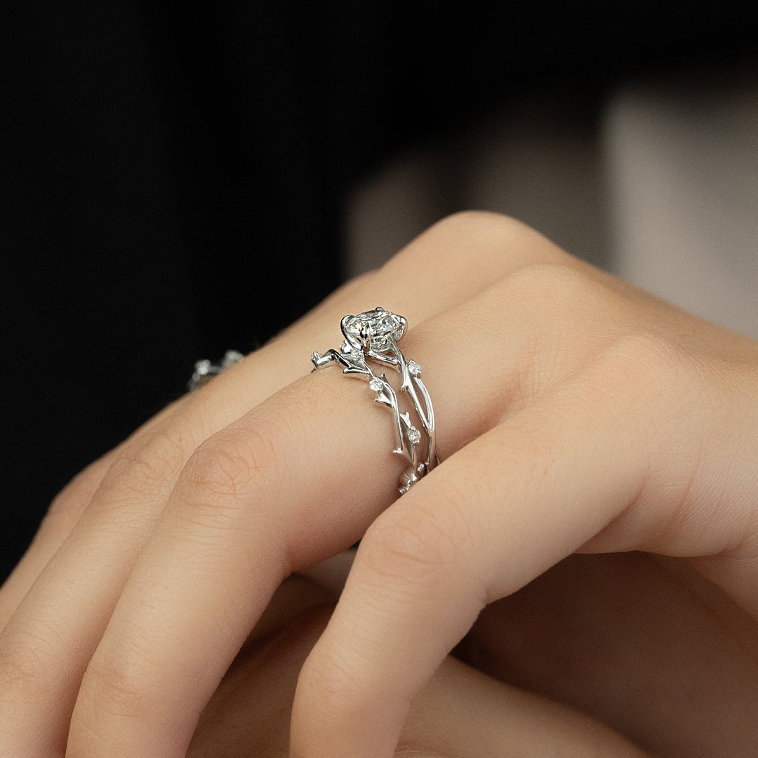 The Coco Round Lab Diamond Moissanite Engagement Ring