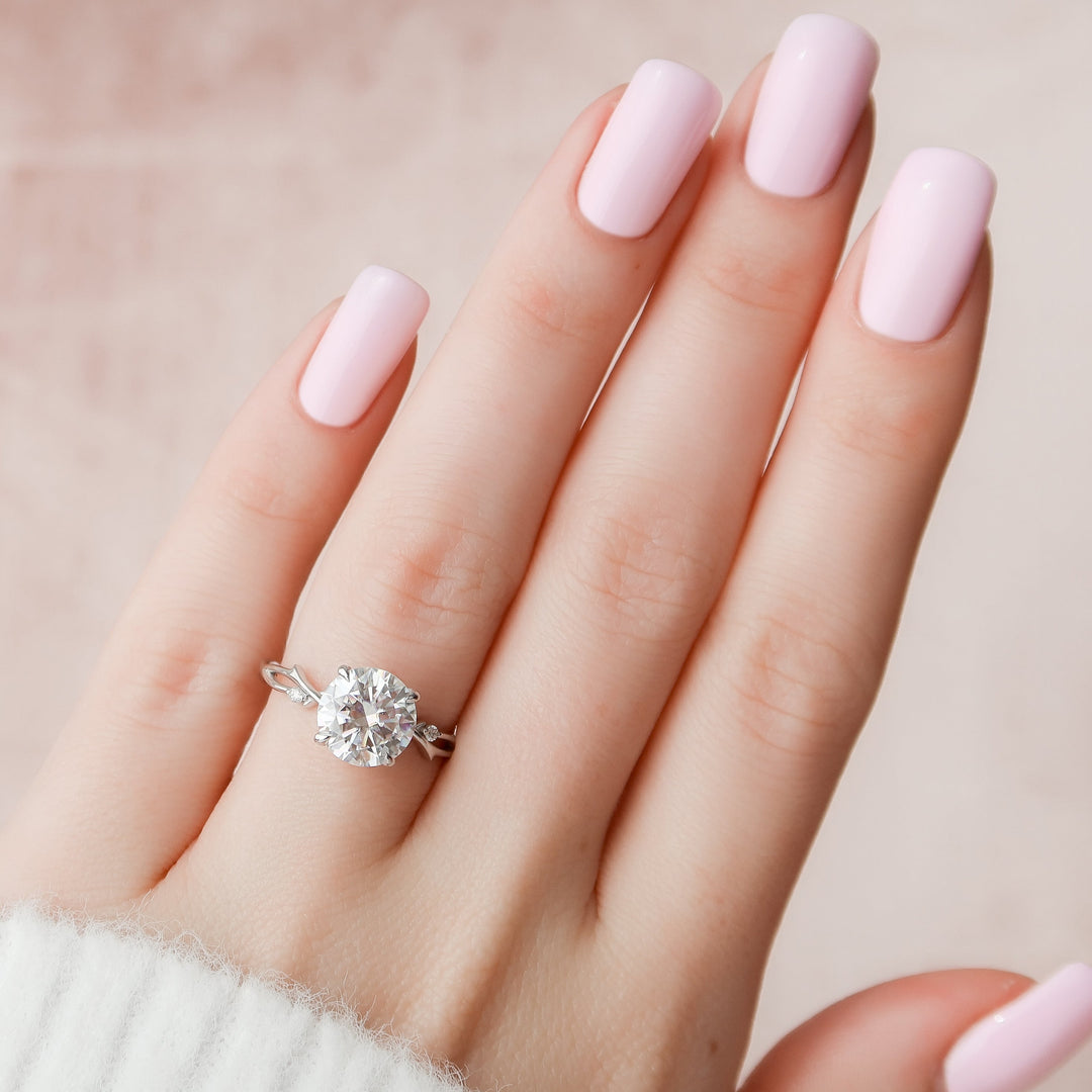 The Coco Round Lab Diamond Moissanite Engagement Ring