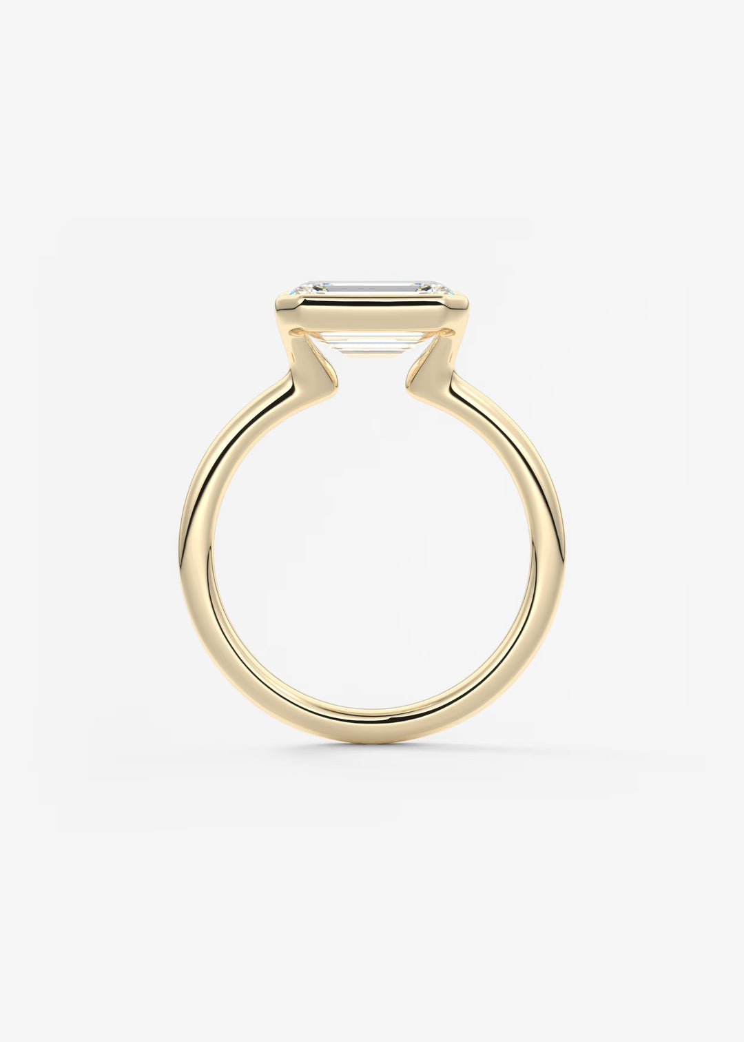 The Colette Horizon Signature East West Emerald Cut Half Bezel Engagement Ring#material_gold