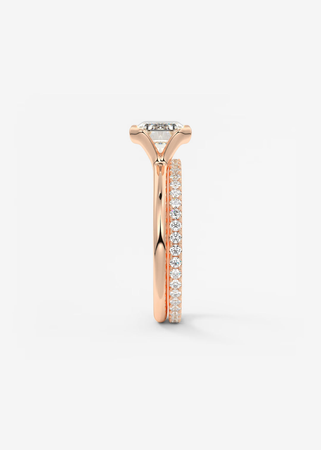 The Colette Horizon Signature East West Emerald Cut Half Bezel Engagement Ring#material_rose