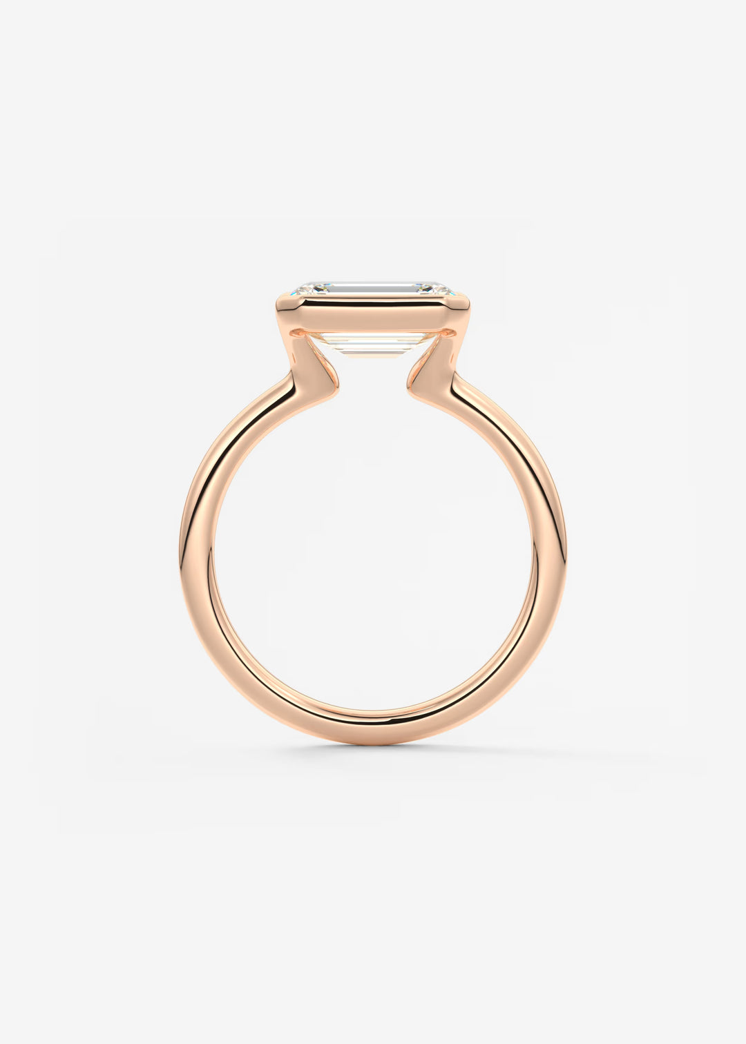 The Colette Horizon Signature East West Emerald Cut Half Bezel Engagement Ring#material_rose