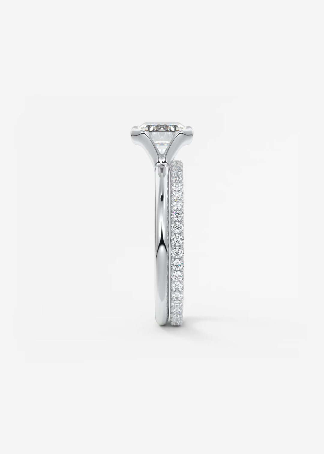 The Colette Horizon Signature East West Emerald Cut Half Bezel Engagement Ring#material_white