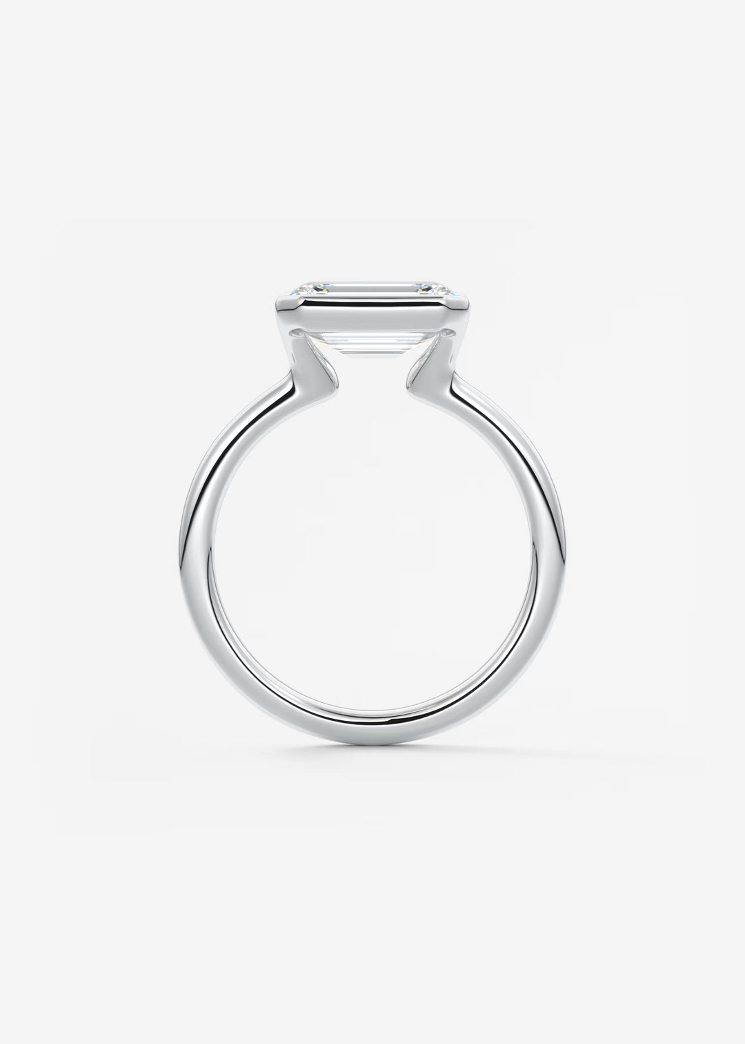 The Colette Horizon Signature East West Emerald Cut Half Bezel Engagement Ring#material_white
