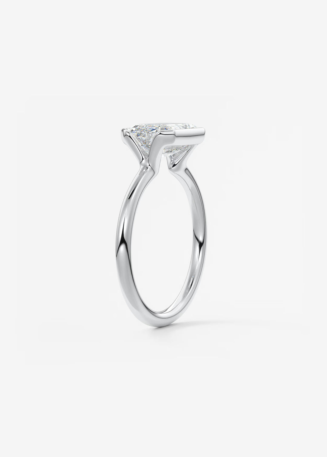 The Colette Horizon Signature East West Emerald Cut Half Bezel Engagement Ring#material_white