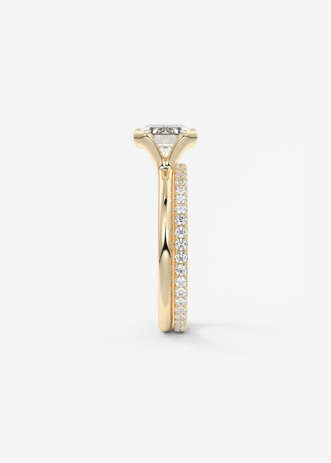 The Colette Horizon Signature East West Emerald Cut Half Bezel Engagement Ring#material_gold
