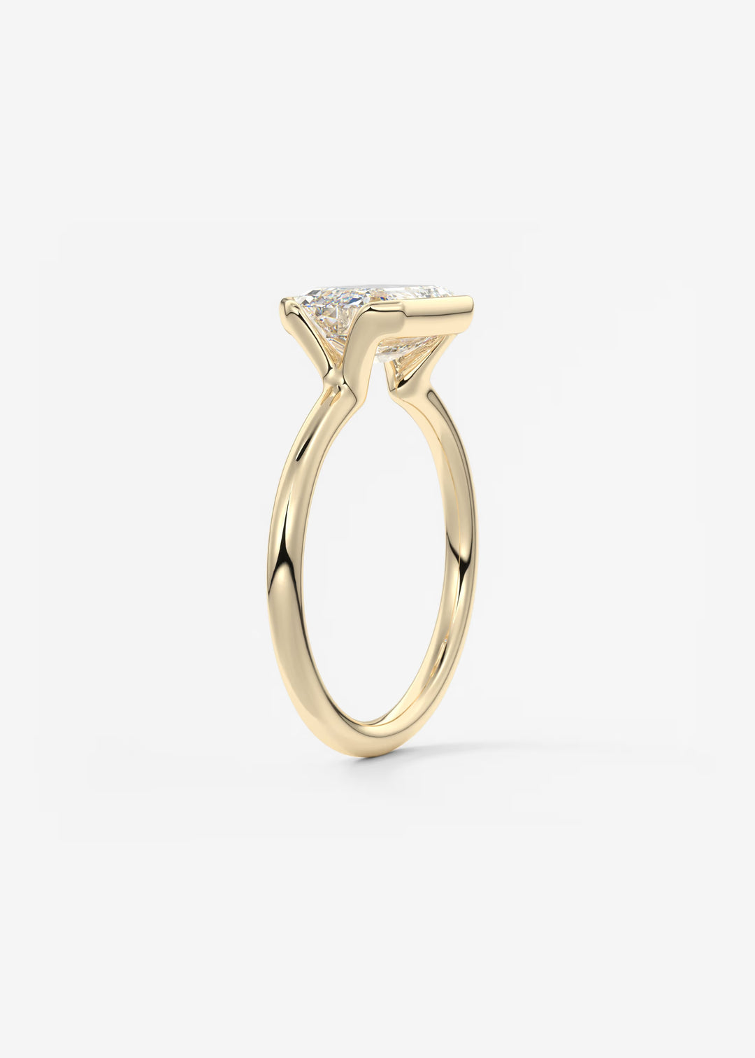 The Colette Horizon Signature East West Emerald Cut Half Bezel Engagement Ring#material_gold