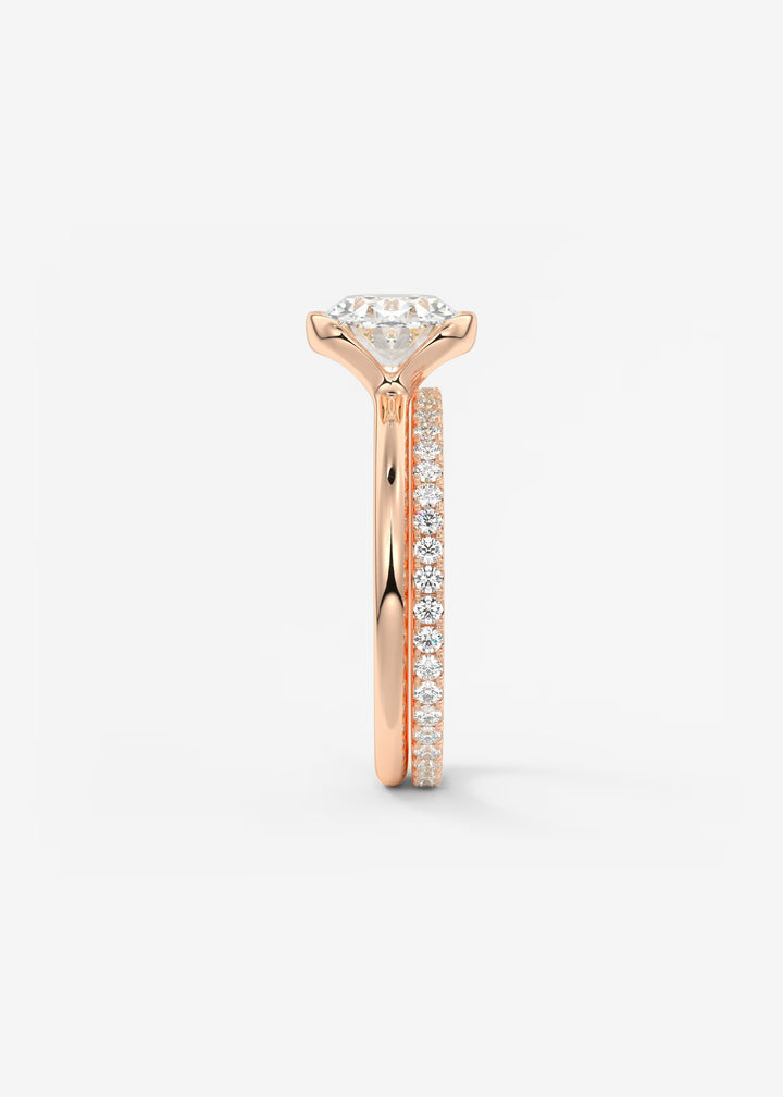 The Colette Horizon Signature East West Oval Cut Half Bezel Engagement Ring#material_rose