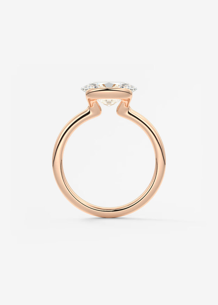 The Colette Horizon Signature East West Oval Cut Half Bezel Engagement Ring#material_rose