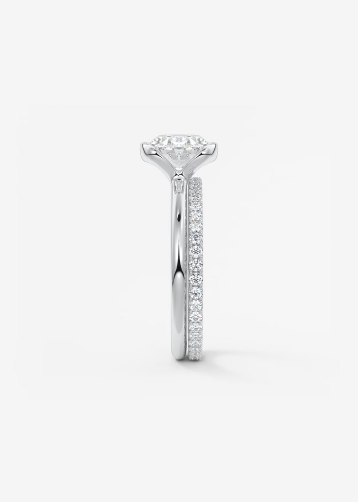 The Colette Horizon Signature East West Oval Cut Half Bezel Engagement Ring#material_white