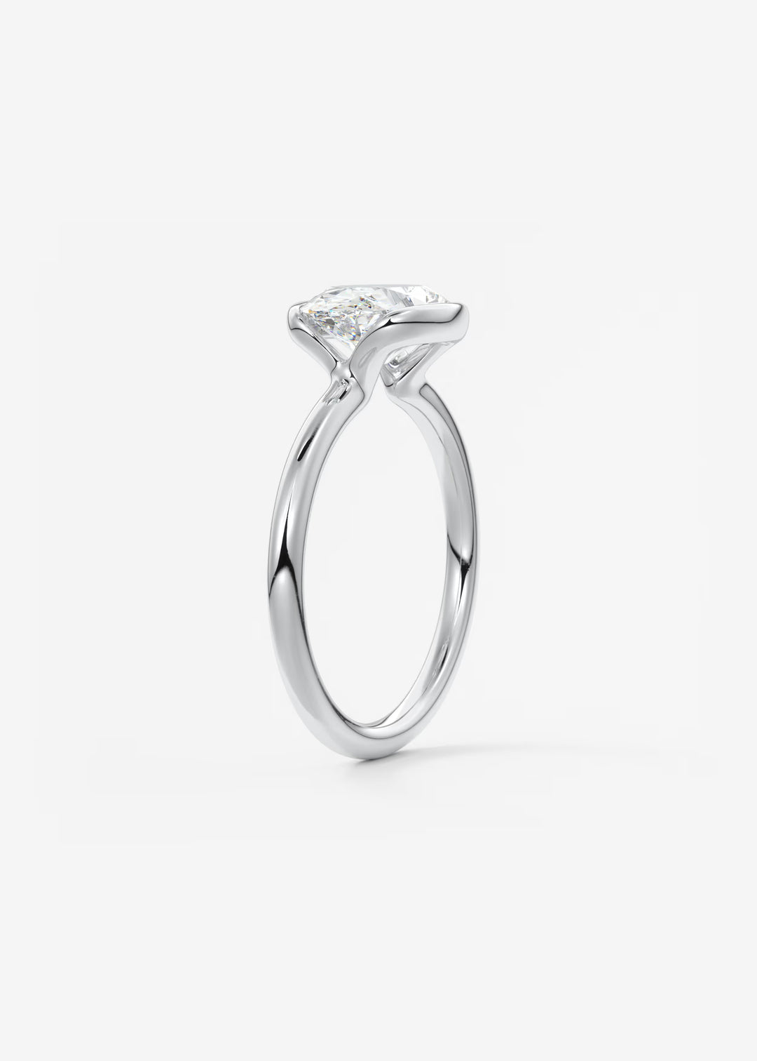 The Colette Horizon Signature East West Oval Cut Half Bezel Engagement Ring#material_white