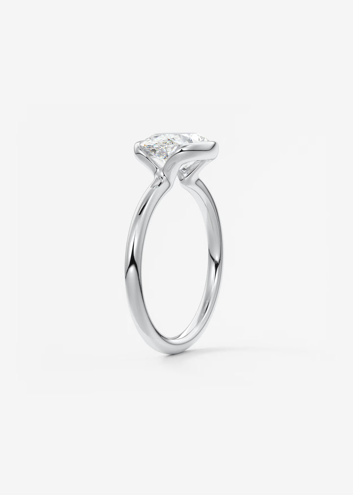 The Colette Horizon Signature East West Oval Cut Half Bezel Engagement Ring#material_white