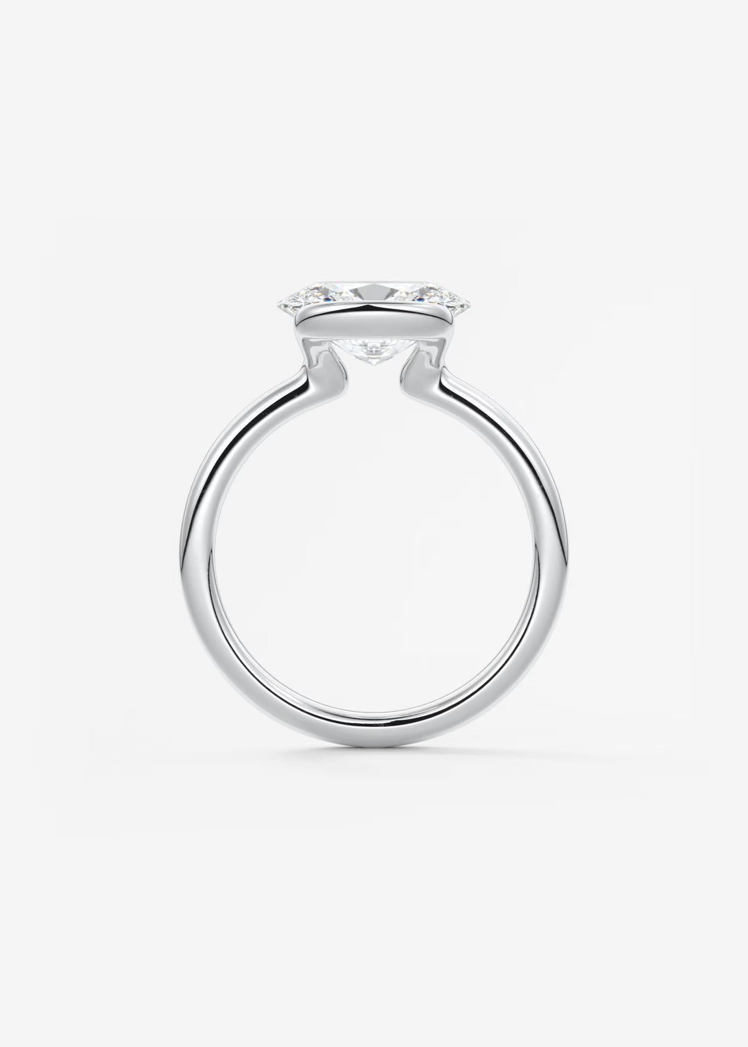 The Colette Horizon Signature East West Oval Cut Half Bezel Engagement Ring#material_white