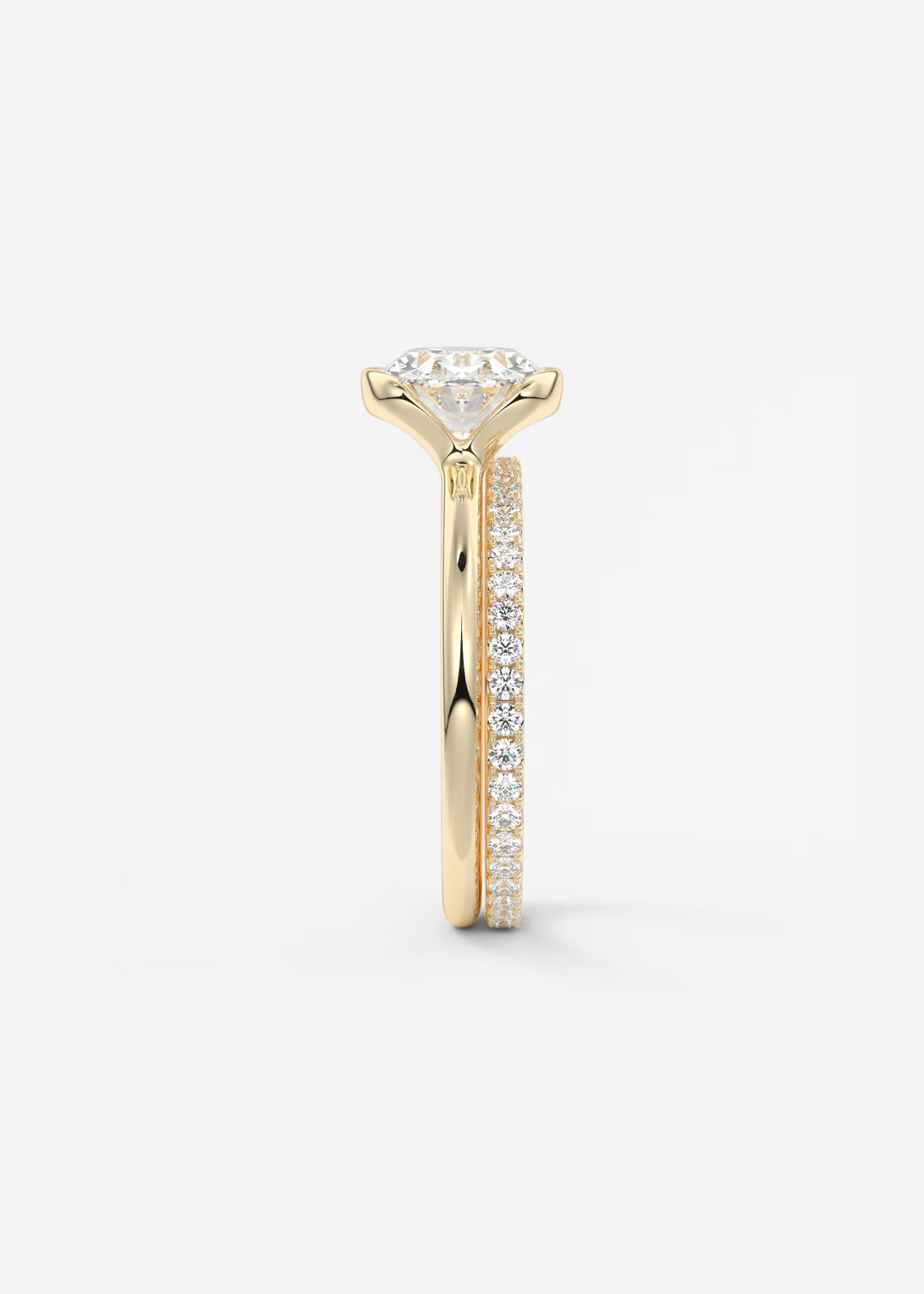 The Colette Horizon Signature East West Oval Cut Half Bezel Engagement Ring#material_gold