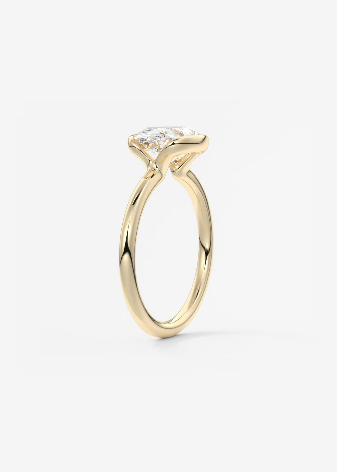 The Colette Horizon Signature East West Oval Cut Half Bezel Engagement Ring#material_gold