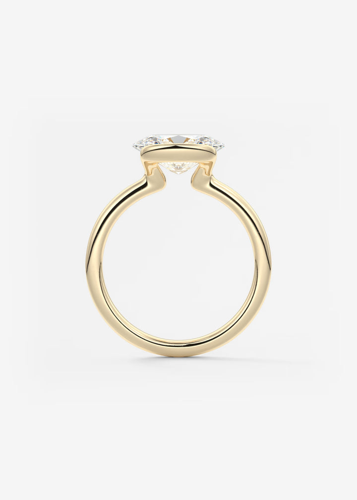 The Colette Horizon Signature East West Oval Cut Half Bezel Engagement Ring#material_gold