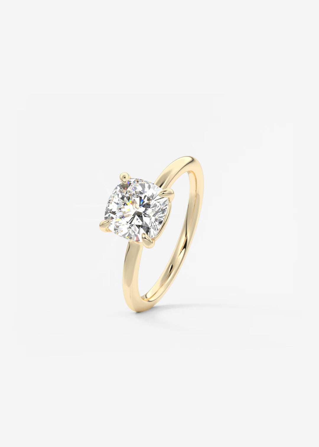The Colombe Modern Cushion Cut Engagement Ring with Stackable, Low Profile Open Basket#material_gold