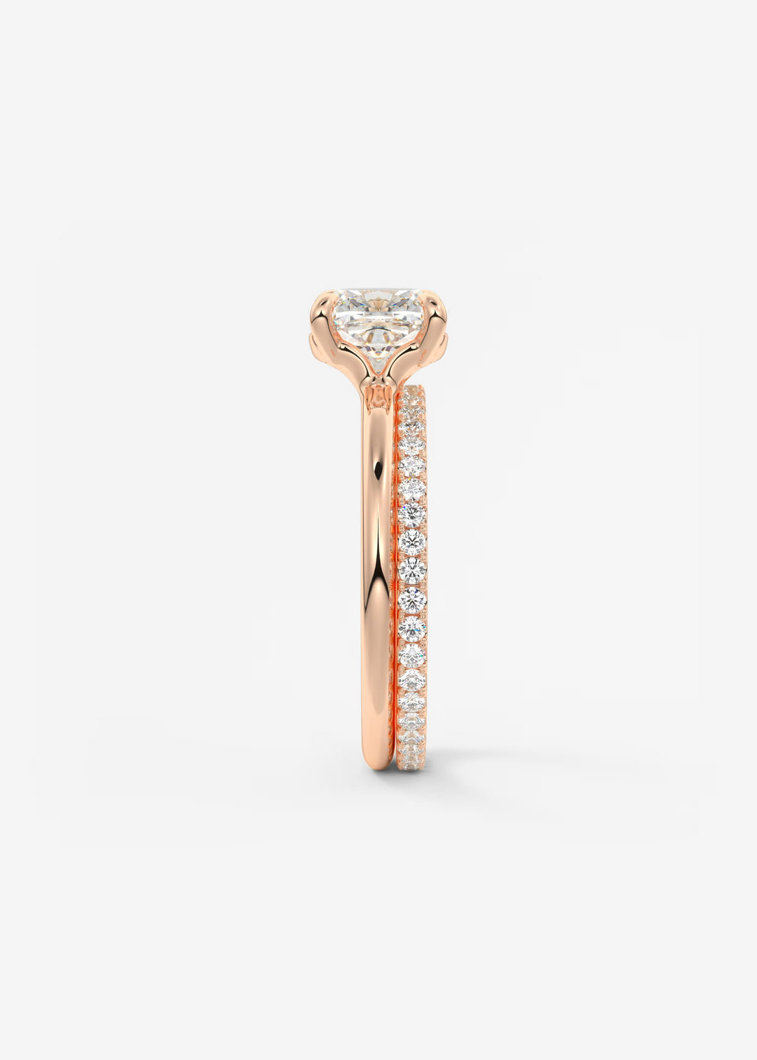 The Colombe Modern Cushion Cut Engagement Ring with Stackable, Low Profile Open Basket#material_rose
