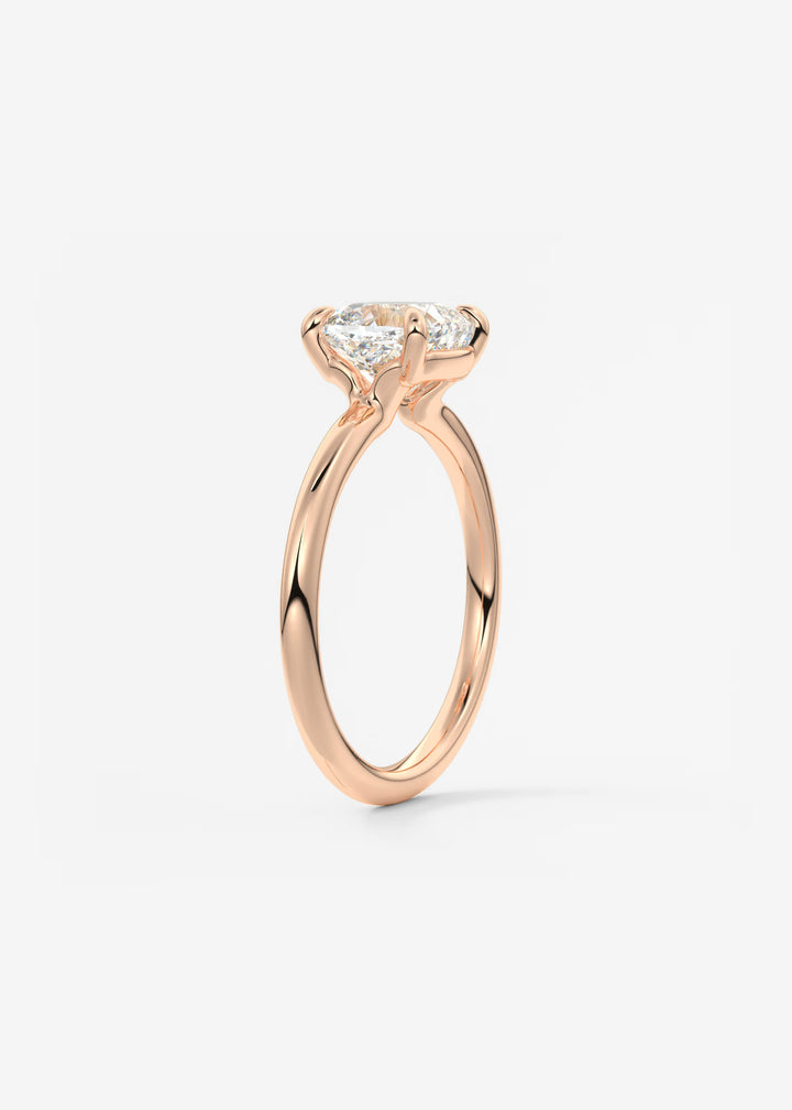 The Colombe Modern Cushion Cut Engagement Ring with Stackable, Low Profile Open Basket#material_rose