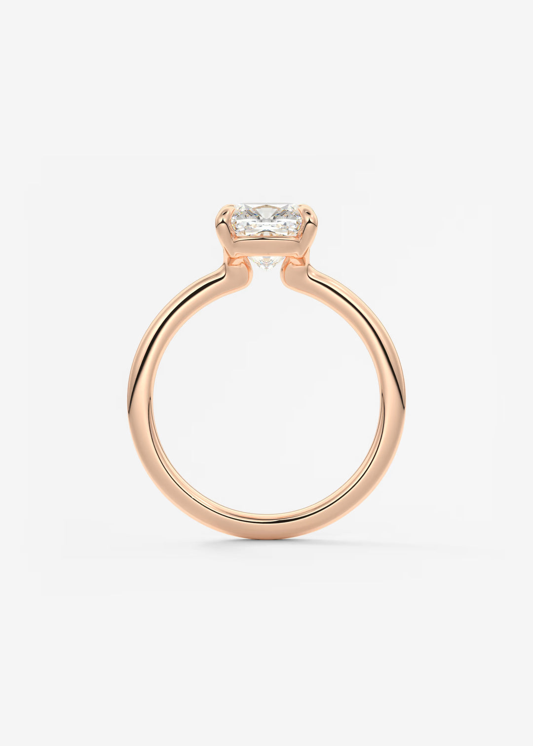 The Colombe Modern Cushion Cut Engagement Ring with Stackable, Low Profile Open Basket#material_rose
