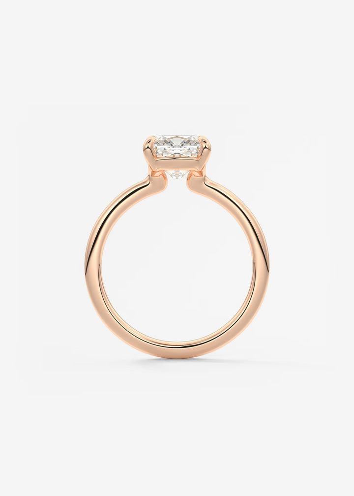 The Colombe Modern Cushion Cut Engagement Ring with Stackable, Low Profile Open Basket#material_rose