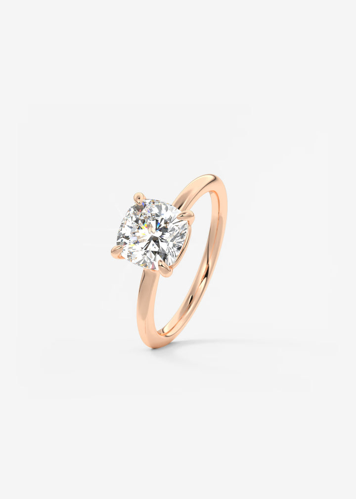 The Colombe Modern Cushion Cut Engagement Ring with Stackable, Low Profile Open Basket#material_rose