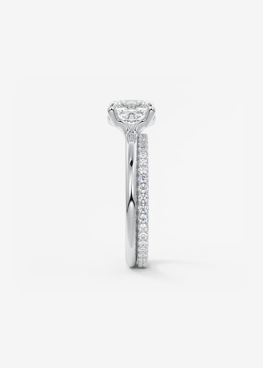 The Colombe Modern Cushion Cut Engagement Ring with Stackable, Low Profile Open Basket#material_white