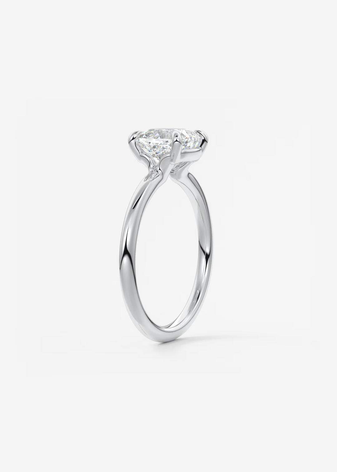 The Colombe Modern Cushion Cut Engagement Ring with Stackable, Low Profile Open Basket#material_white