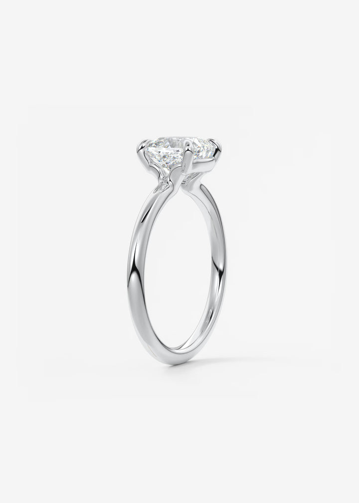 The Colombe Modern Cushion Cut Engagement Ring with Stackable, Low Profile Open Basket#material_white