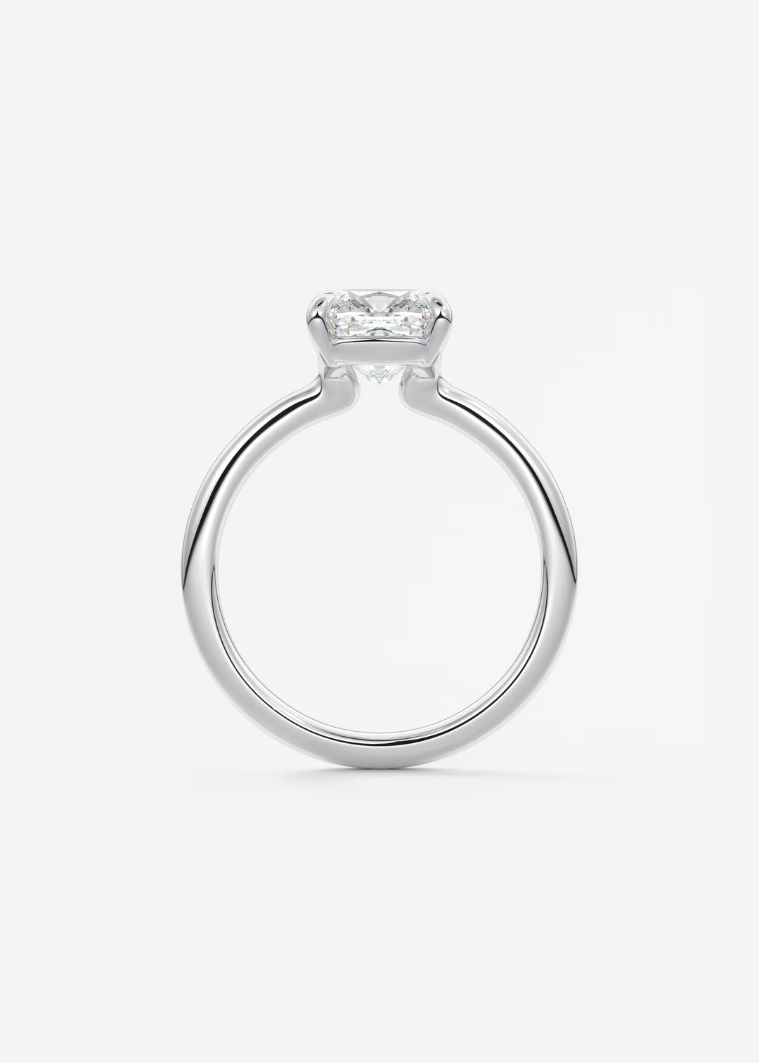 The Colombe Modern Cushion Cut Engagement Ring with Stackable, Low Profile Open Basket#material_white
