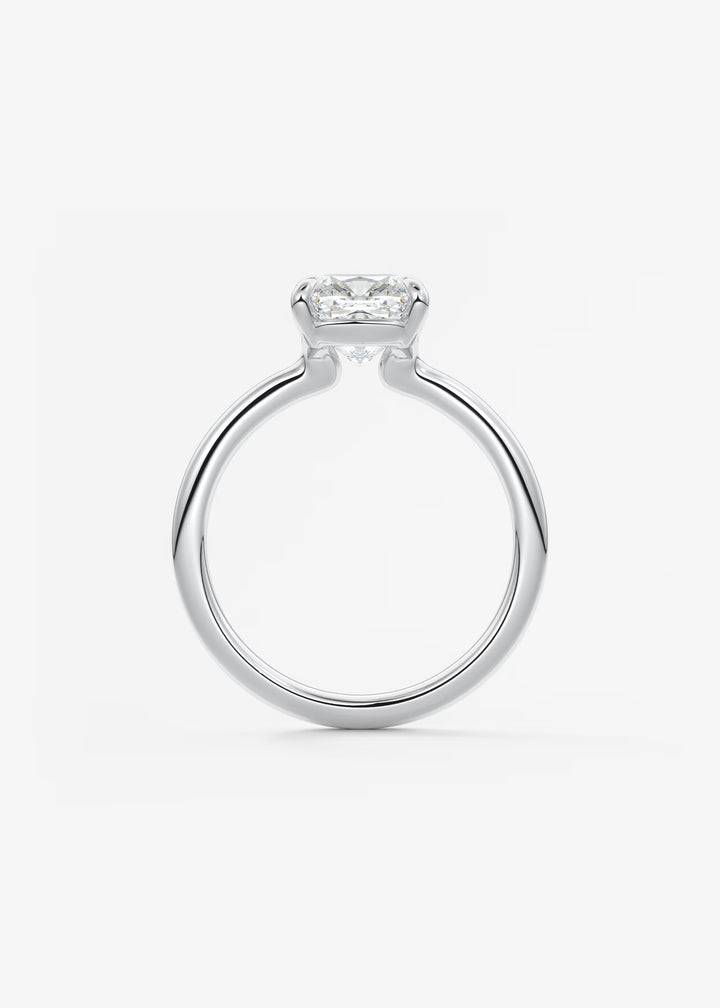 The Colombe Modern Cushion Cut Engagement Ring with Stackable, Low Profile Open Basket#material_white
