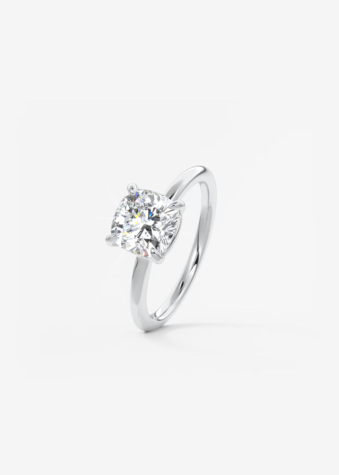 The Colombe Modern Cushion Cut Engagement Ring with Stackable, Low Profile Open Basket#material_white